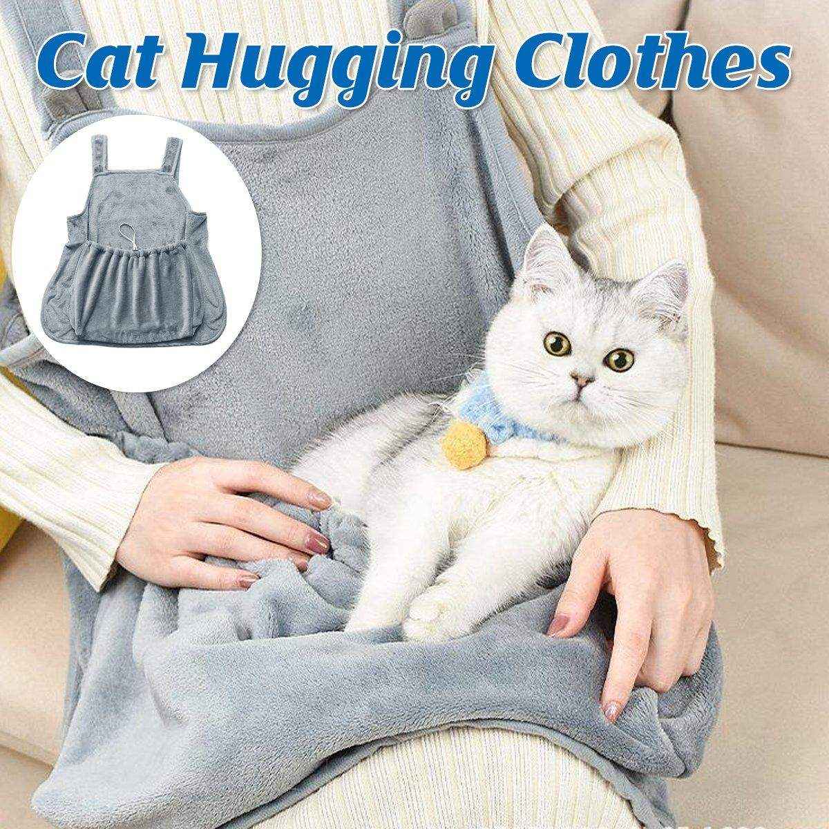Non-stick Hair Cat Apron Suit Kangaroo Style No Hole Pet Bib for Grooming Safety