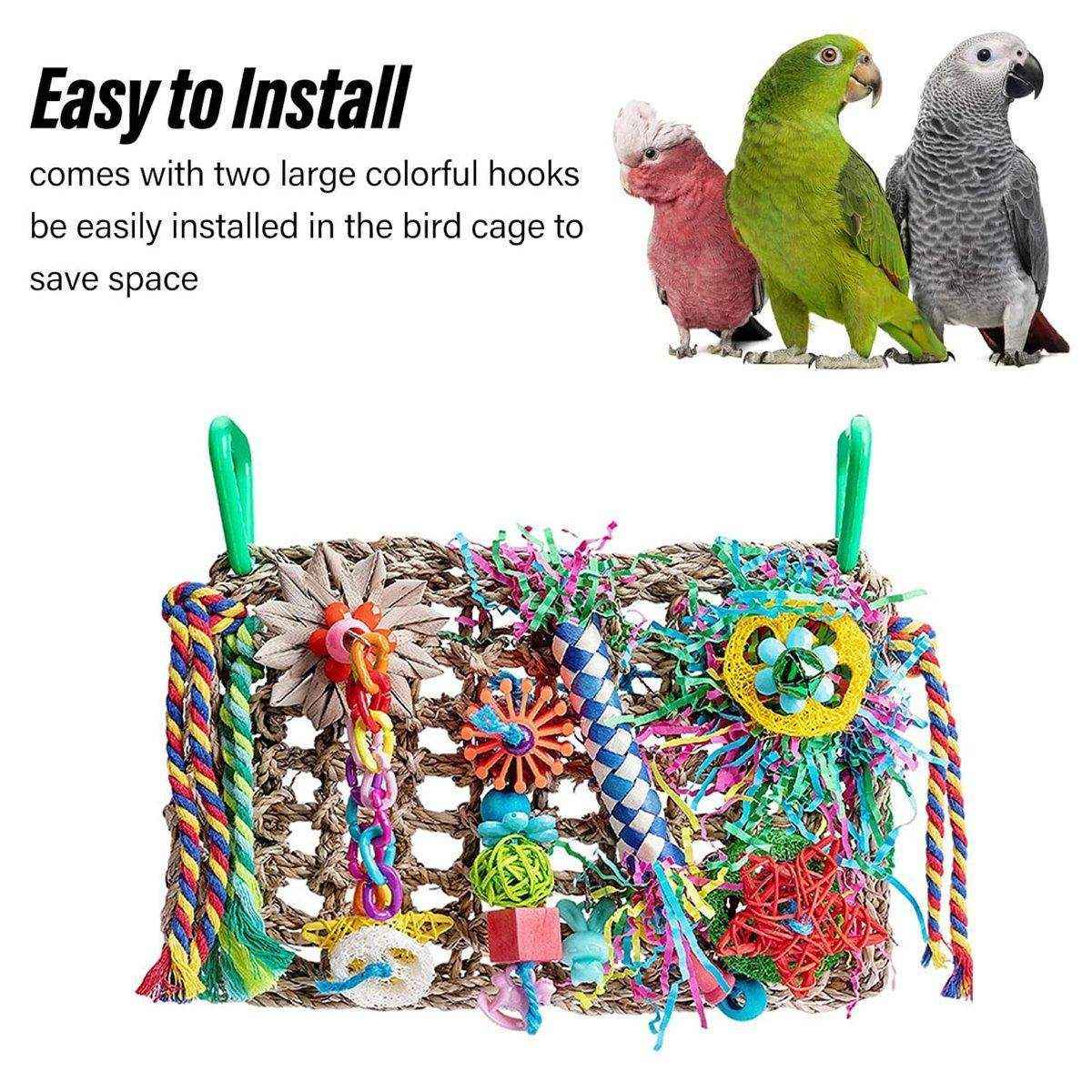 Parrot Bite Toy Grass Net Color Braided Tube Luffa Grass Silk Paper Bite Toy Cage Landscape