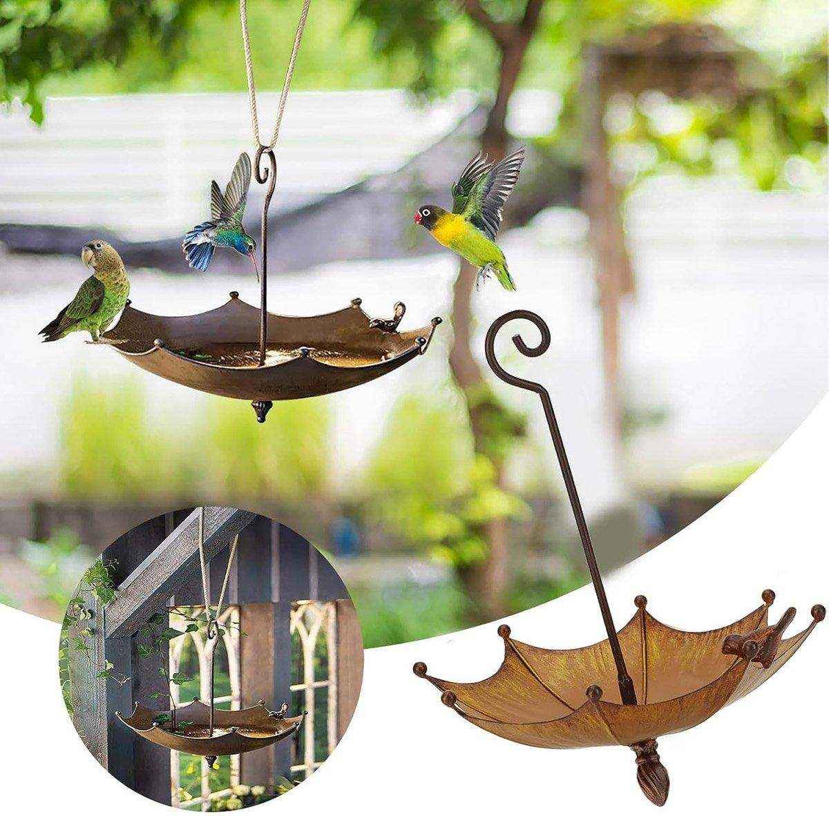 Metal Home Decoration Garden Umbrella Bird Bath Feeder Bird Trough Bird Feeders