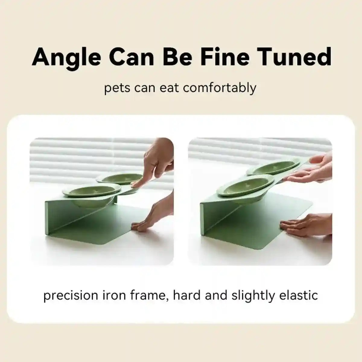 Ceramic Double Cat Bowl with Tilt Stand Elevated Pet Feeder for Comfort