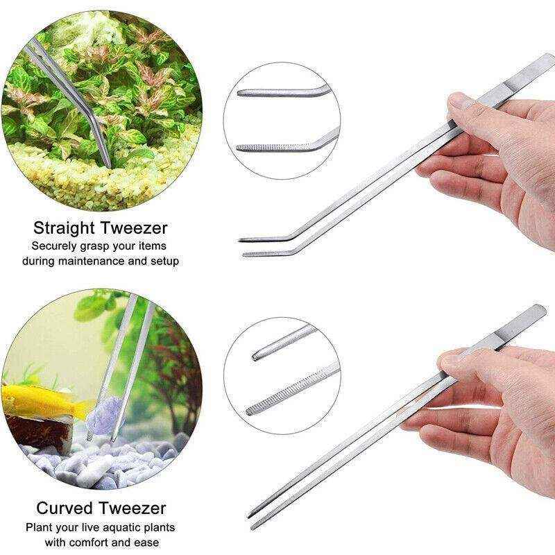 Aquarium Tool Kit Stainless Steel Aquatic Plant Tweezers Scissors Spatula Set