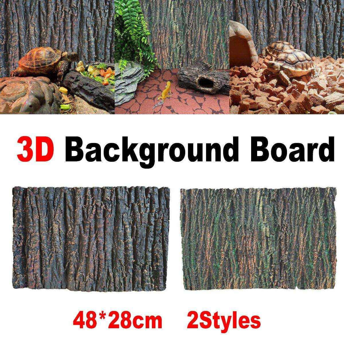 3D Aquarium Background Board Realistic Bark & Rock Design for Tanks