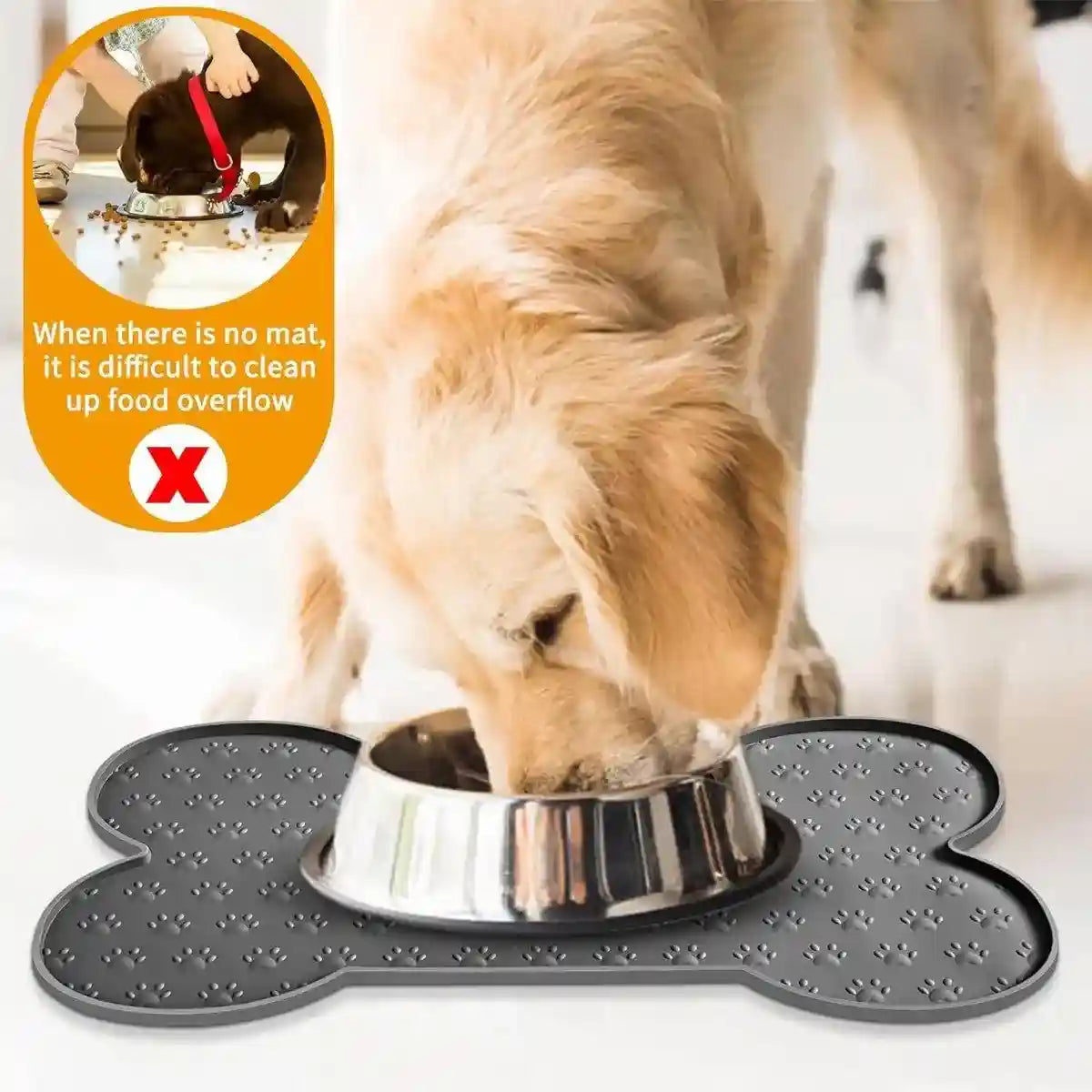 Silicone Pet Feeding Food Mat Bone Waterproof Non-slip Cat Dog Bowl Placemat Dish