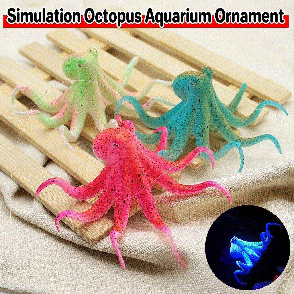 Simulation Octopus Aquarium Ornament Vibrant Fluorescent Fish Tank Decoration