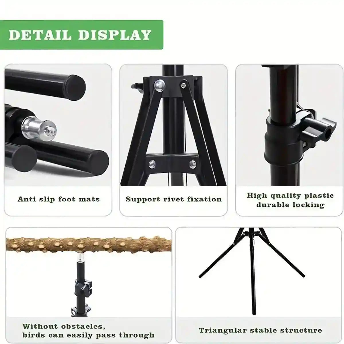 Adjustable Bird Perch Stand Foldable Training & Play Stand for Parrots & Birds