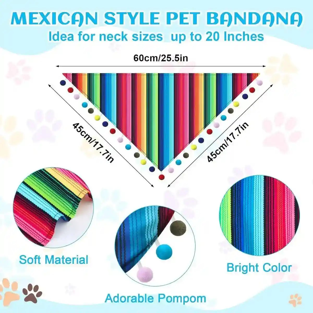 Striped Triangle Pet Towel & Fur Ball Straw Hat Scarf Set, Colorful Pet Accessories