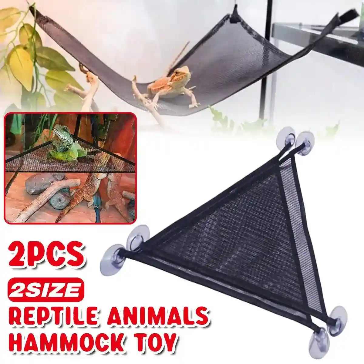 2x Reptile Hammock for Small Large Bearded Dragon Lizard Reptile Snakes Black