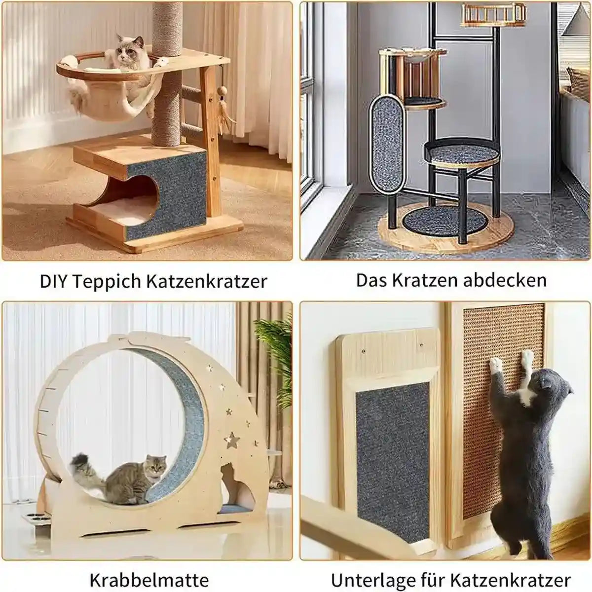 Trimmable Self Adhesive Carpet Pad for Cat Tree Stands Scratching Post Furniture