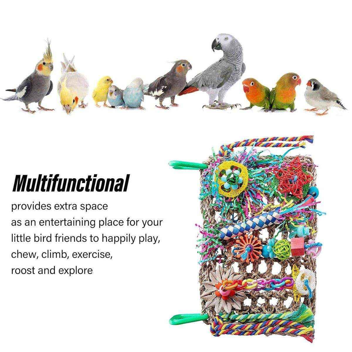 Parrot Bite Toy Grass Net Color Braided Tube Luffa Grass Silk Paper Bite Toy Cage Landscape