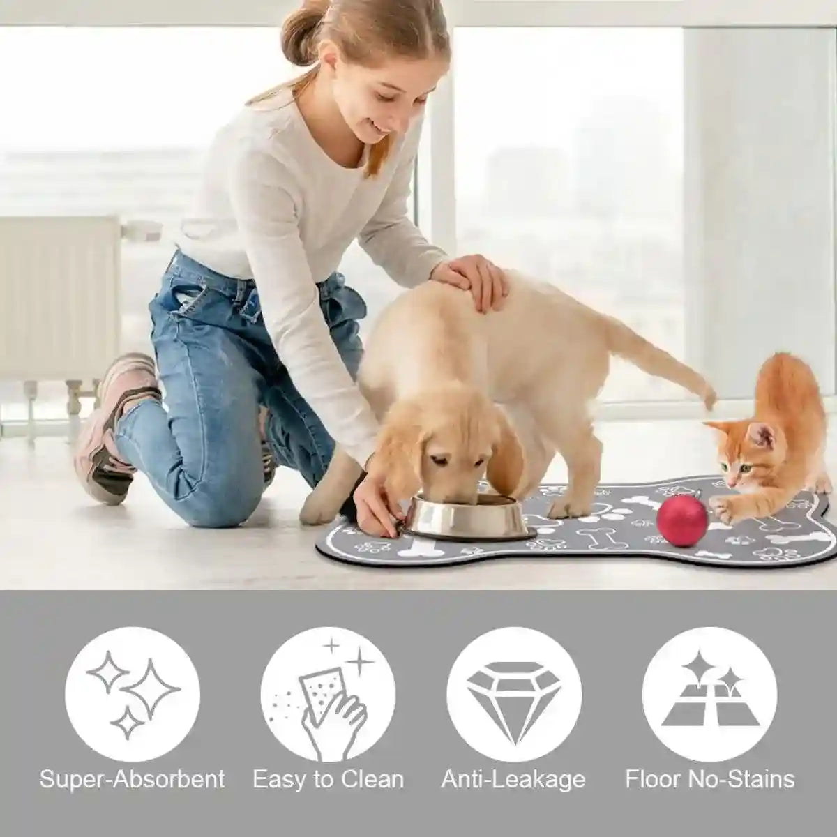 Non-slip Diatom Mud Pet Feeding Mat Absorbent & Dirt-Resistant Dog Placemat