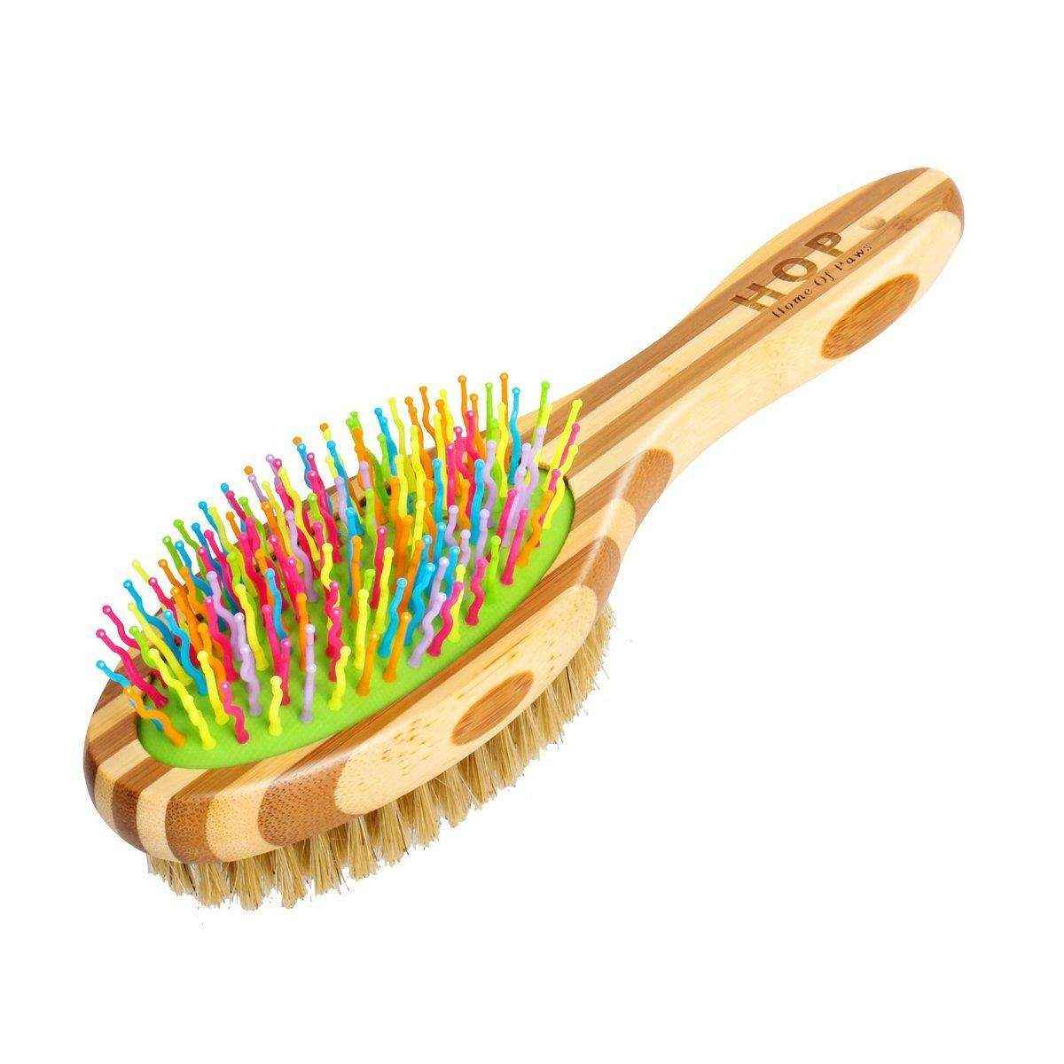 Double-Sided Pet Comb with Bamboo Handle Flea Comb & Knot Brush for Dogs and Cats