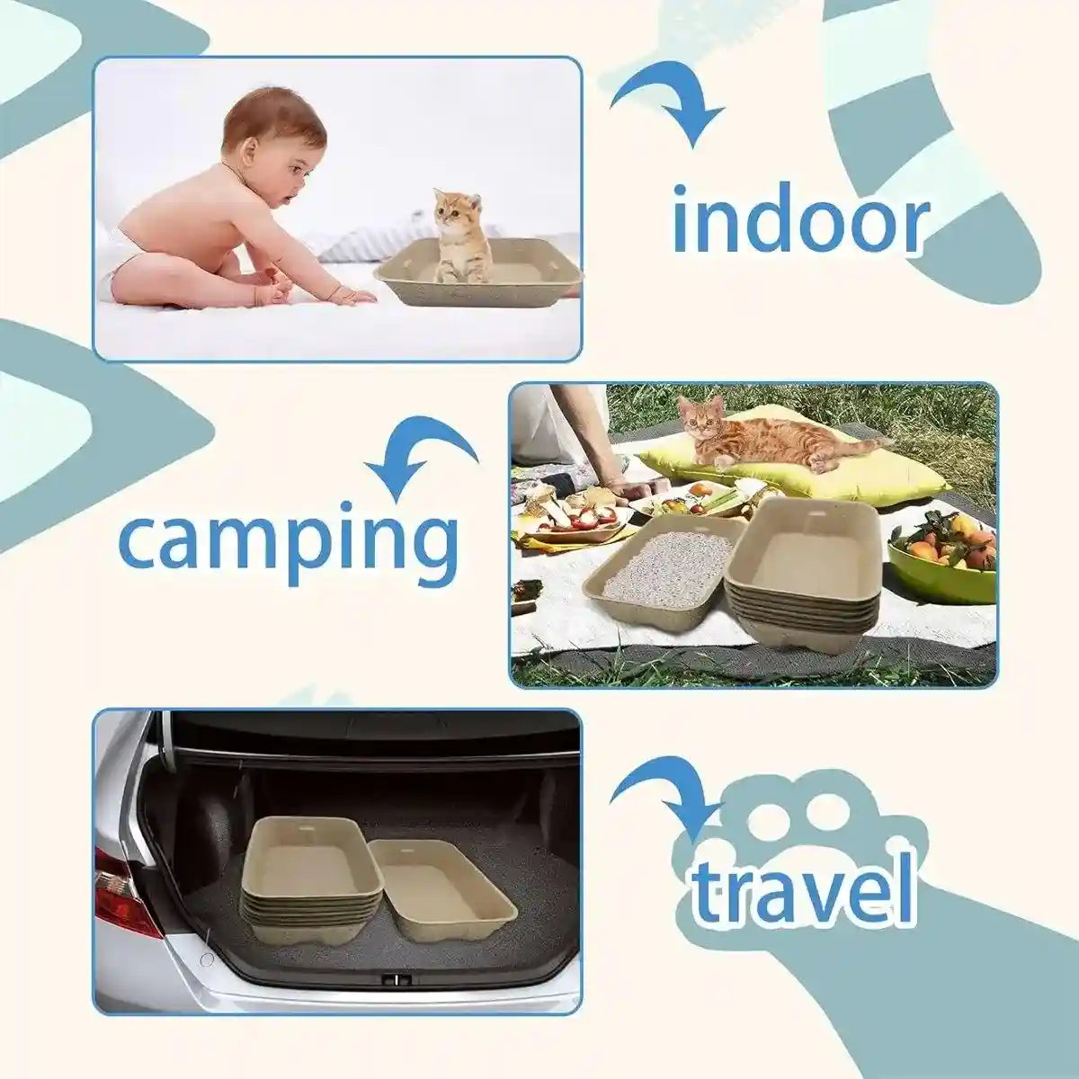 Eco-Friendly Disposable Cat Litter Trays Biodegradable Travel Solution