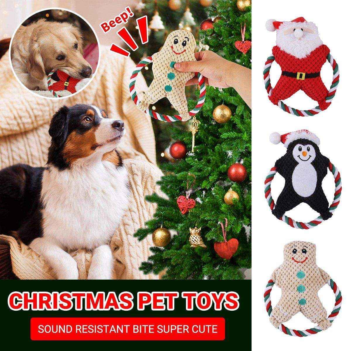 Pet Christmas Plush Toy - Festive Dog Bite Companion
