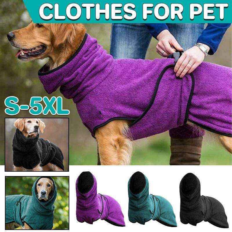 Pet Bathrobe Clothes Dog Towel Drying Robe Soft Warm Sleepwear Super Absorbent
