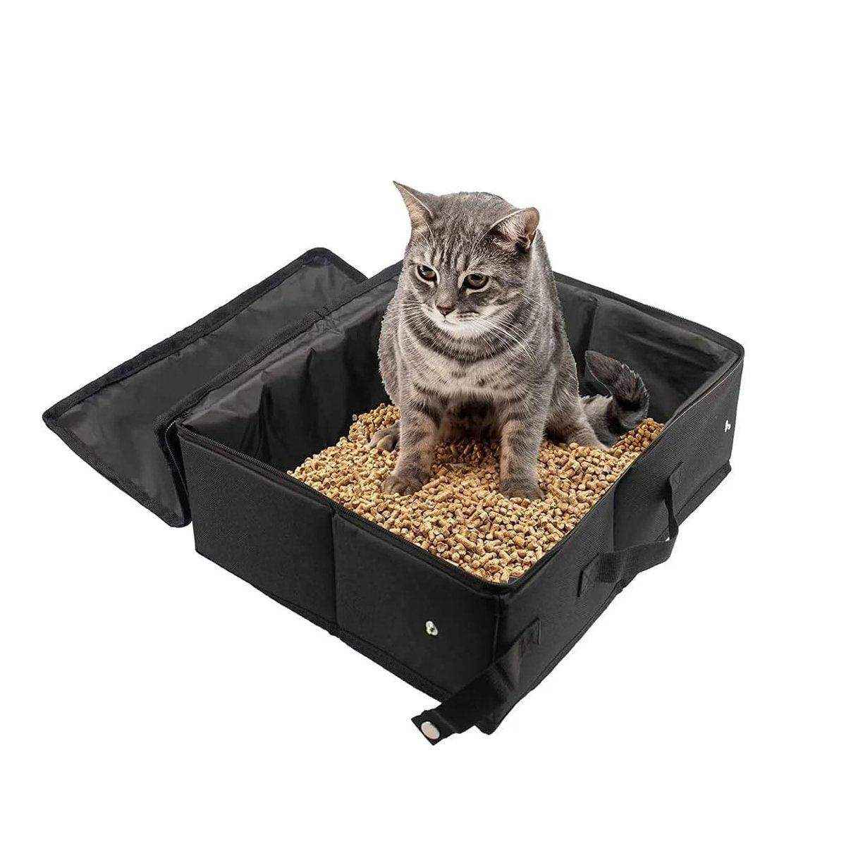 Travel Cat Litter Box With Lid and Handle Standard Portable Foldable Cat Litter Box Fabric Cat Litter Bag