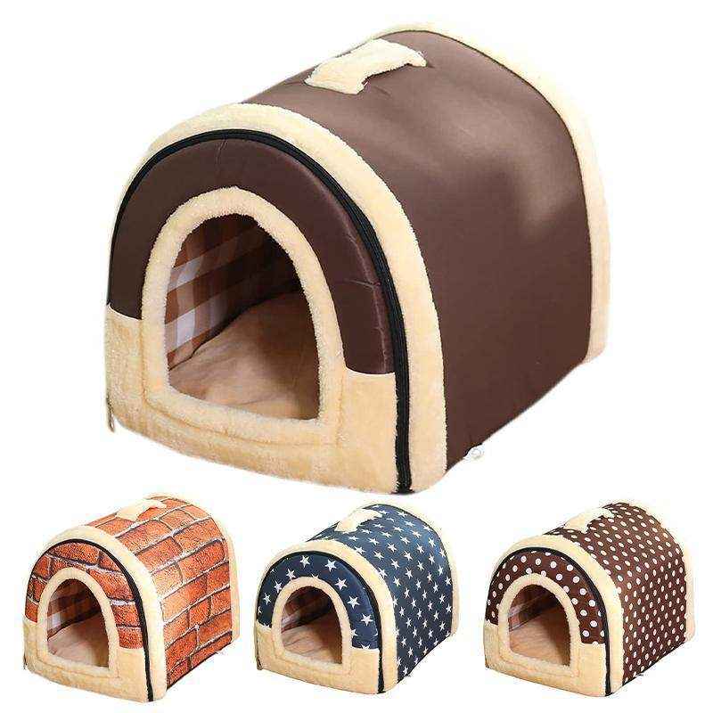 Pet Dog House Kennel Soft Igloo Beds Cave Cat Puppy Bed Doggy Warm Cushion Fold