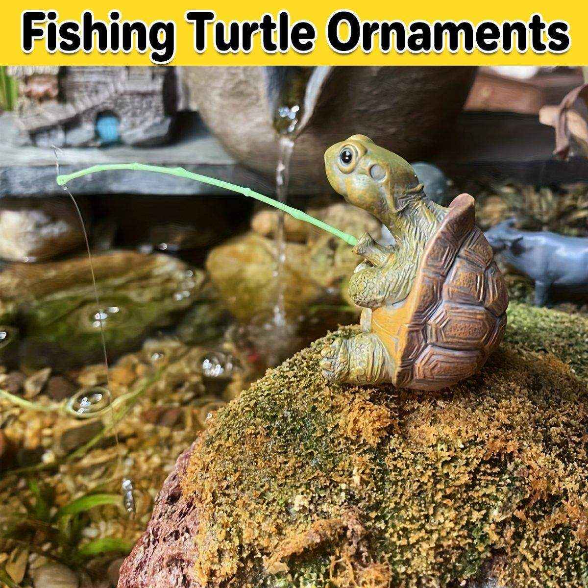 Fishing Turtle Ornament for Aquarium