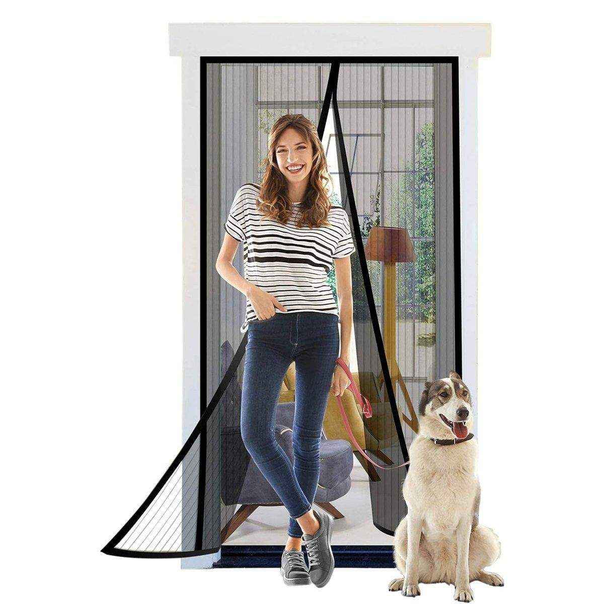 Striped Magnetic Screen Pet Door Curtain Anti Mosquito Mesh Door