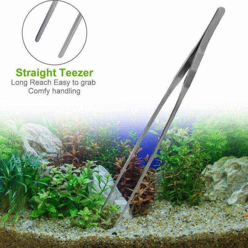 Aquarium Tool Kit Stainless Steel Aquatic Plant Tweezers Scissors Spatula Set