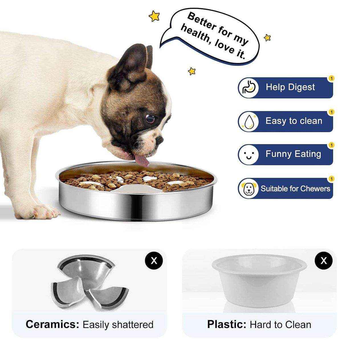 Durable Stainless Steel Slow Feeder Dog Bowl Anti-Bloat & Healthy Eating