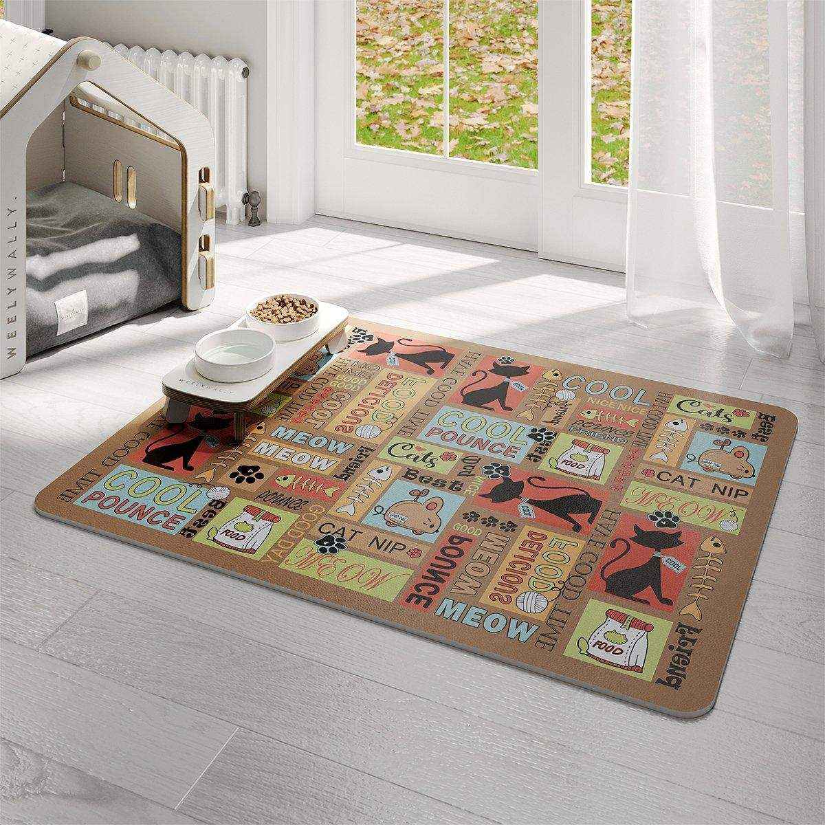 Pet Mat Waterproof Leather Fence Carpet Dog Cat Meal Mat Dog Cage Mat