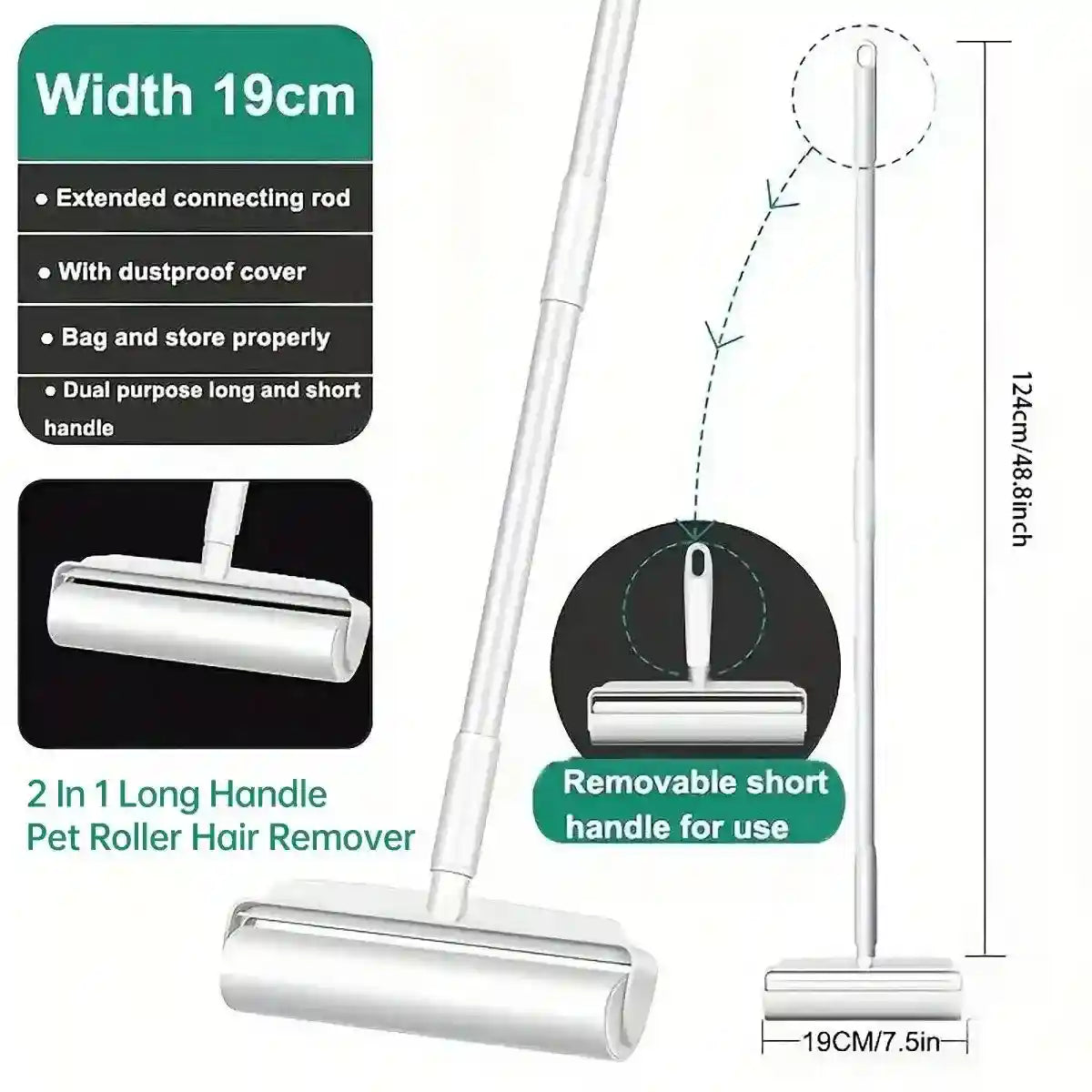 Pet Hair Roller with Retractable Handle for Efficient Pet Hair Removal