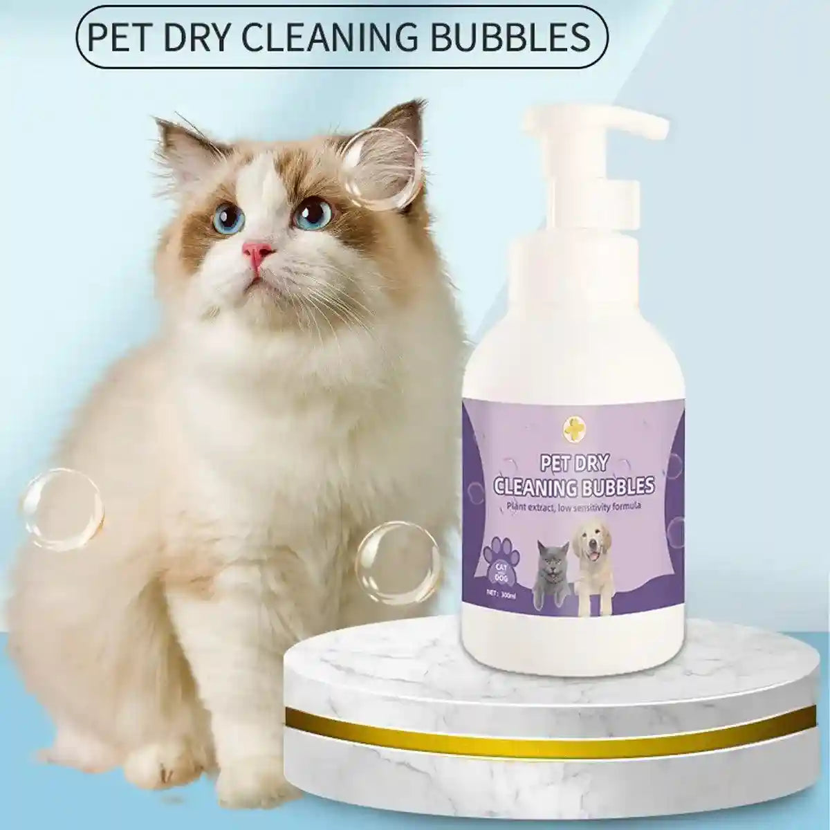 Pet Dry Cleaning Bubbles No-Rinse Foam Cleanser for Cats & Dogs 500ml