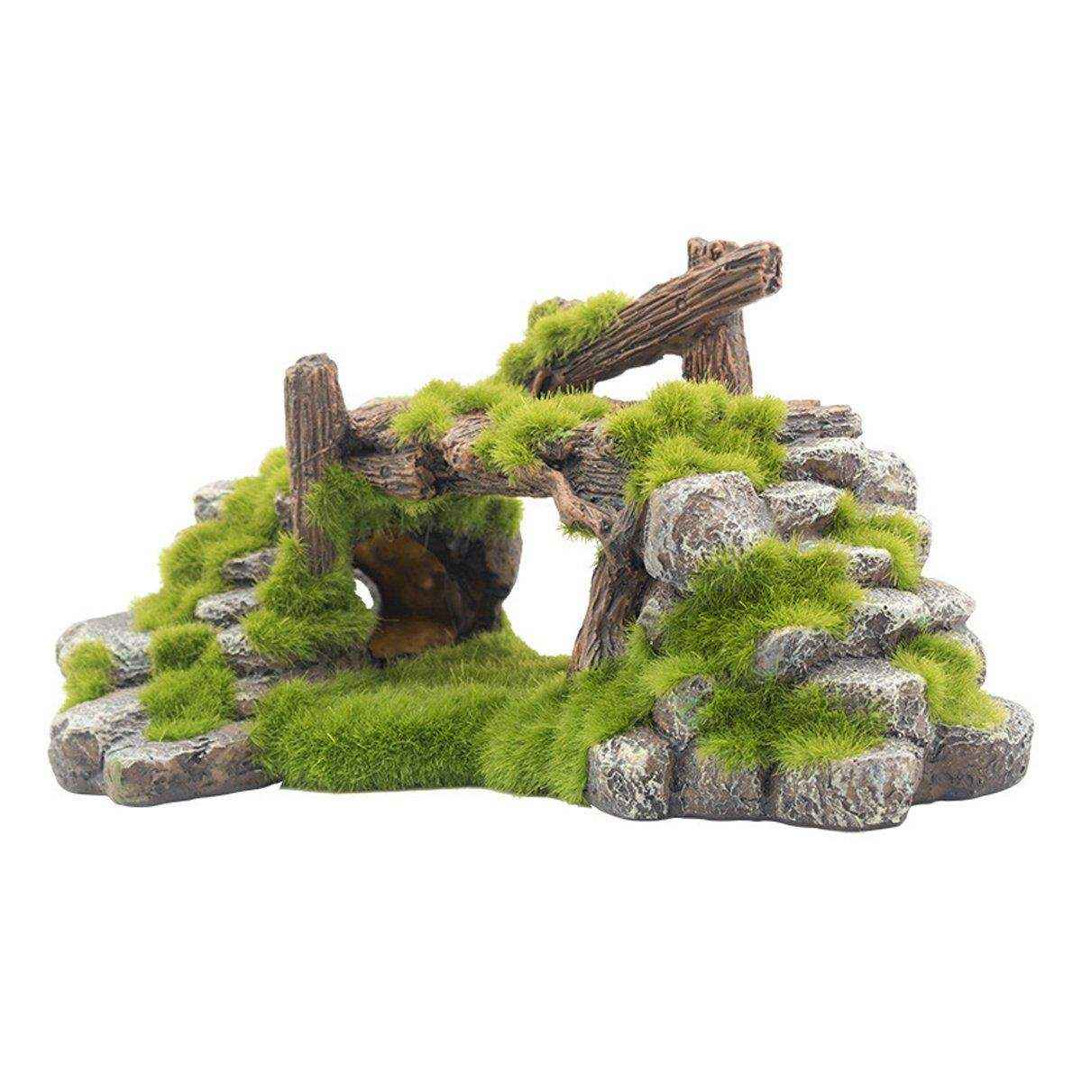 Resin Moss Bridge Decoration Natural Aquarium Ornament for Fish & Turtle Tanks