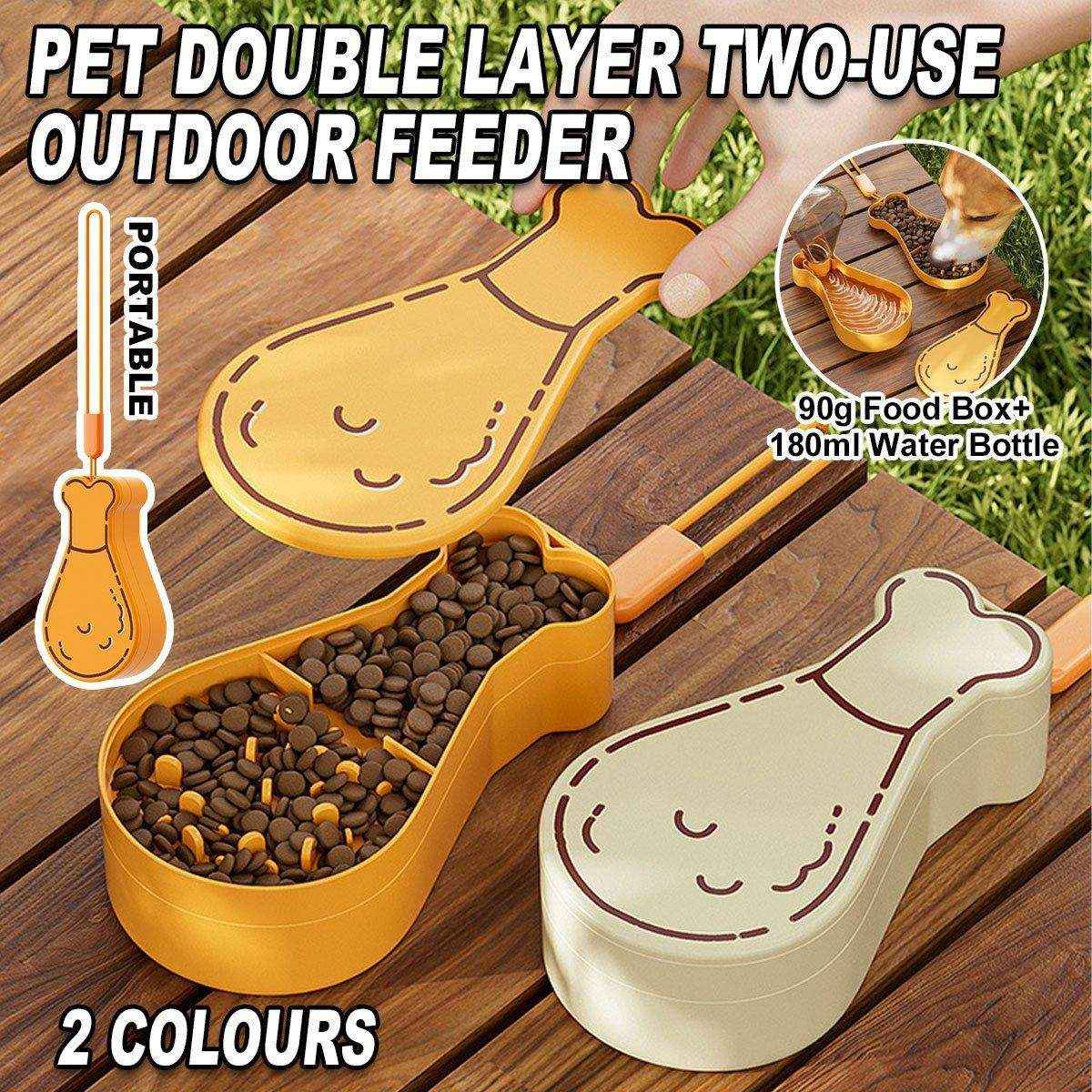 Portable Pet Water Bottle Outdoor Feeder Dual Purpose Drinking Cup Travel Use