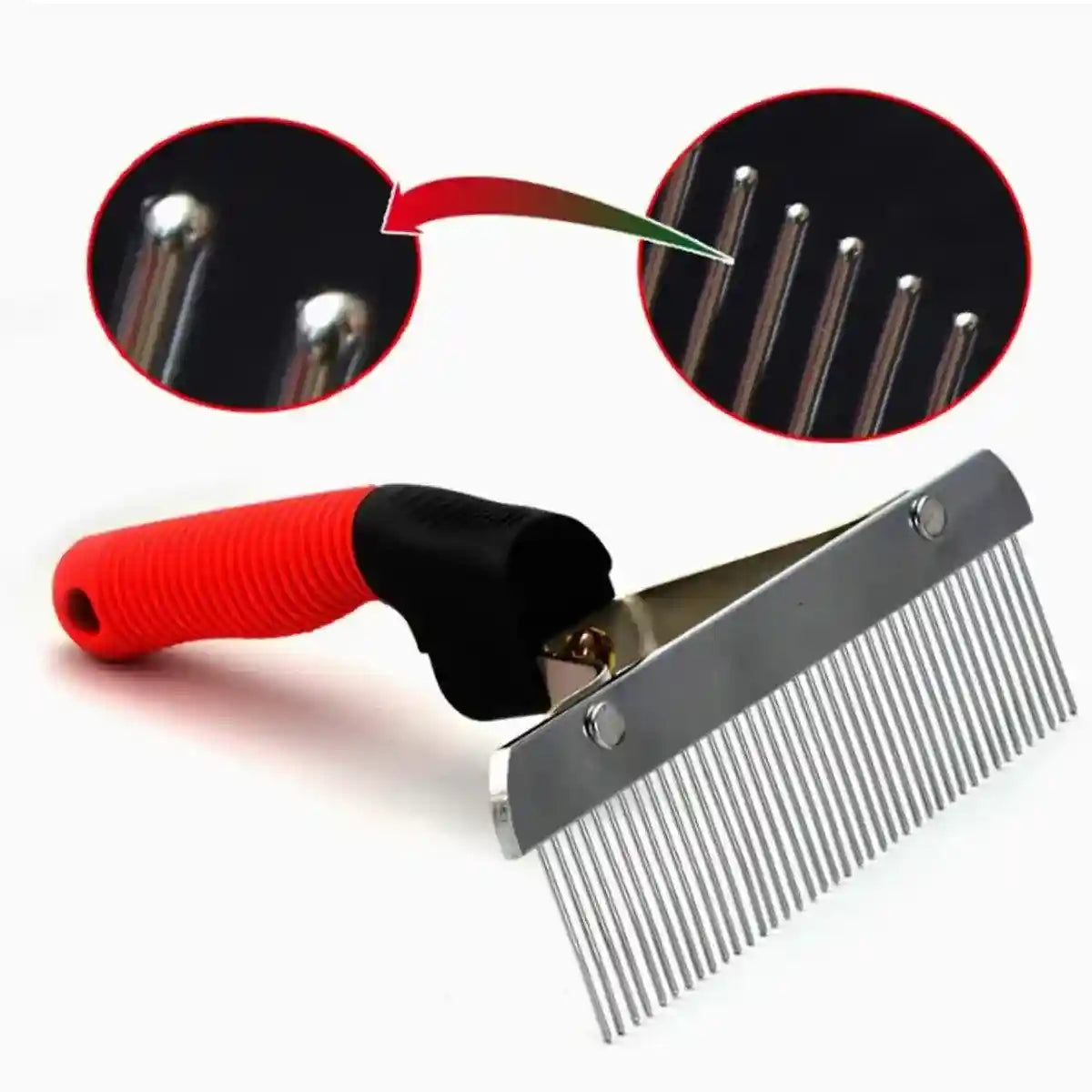 Large Dog Grooming Rake Comb Pet Hair Brush with Rubber Handle Knot Remover