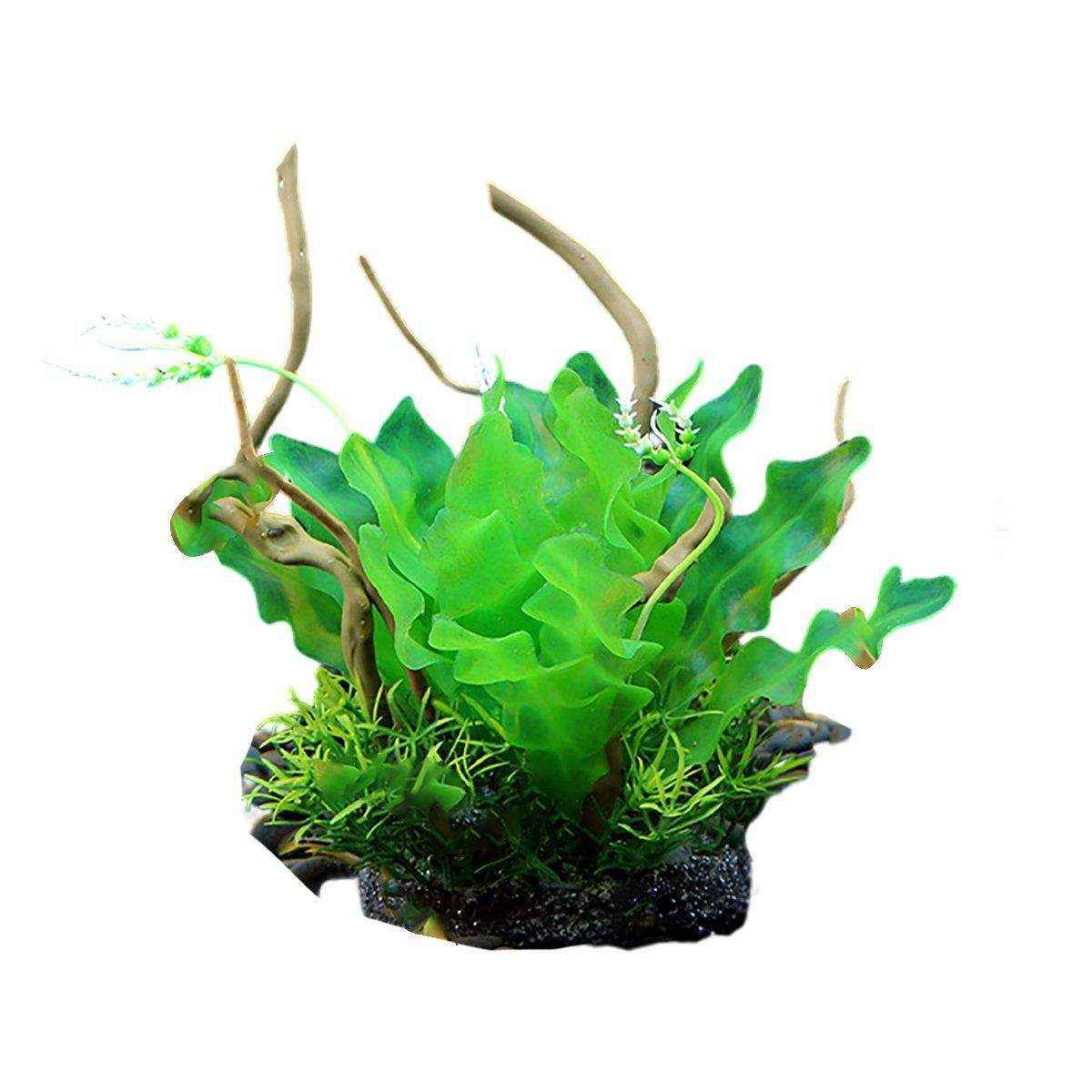 Faux Aquarium Plants Rock Decoration with Simulated Wood & Water Grass