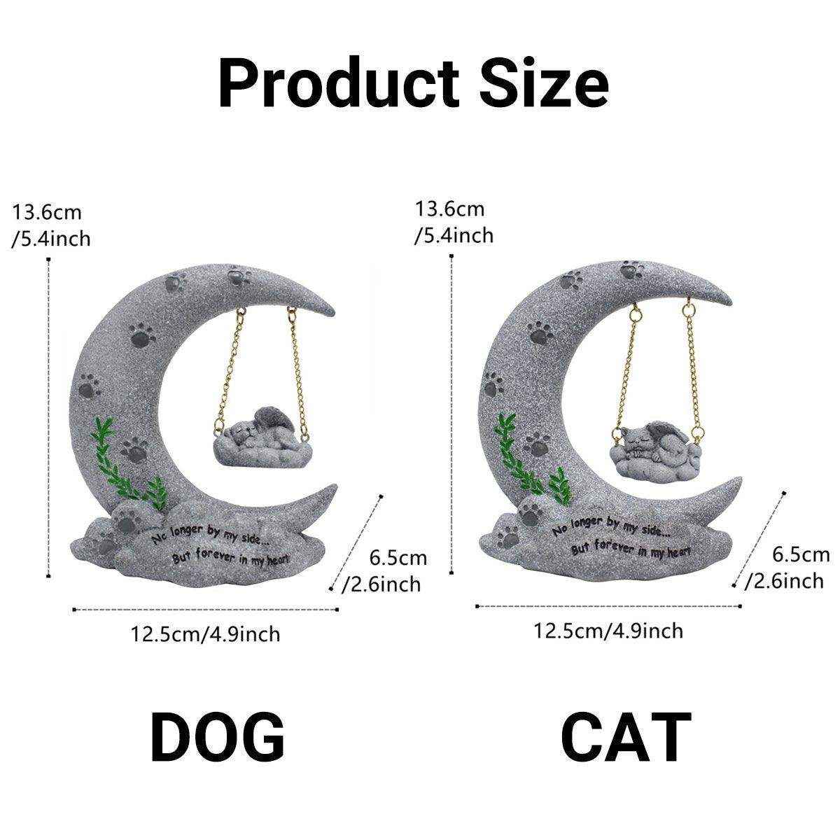 Moon-Themed Pet Memorial Resin Cat or Dog Tribute for Garden & Home