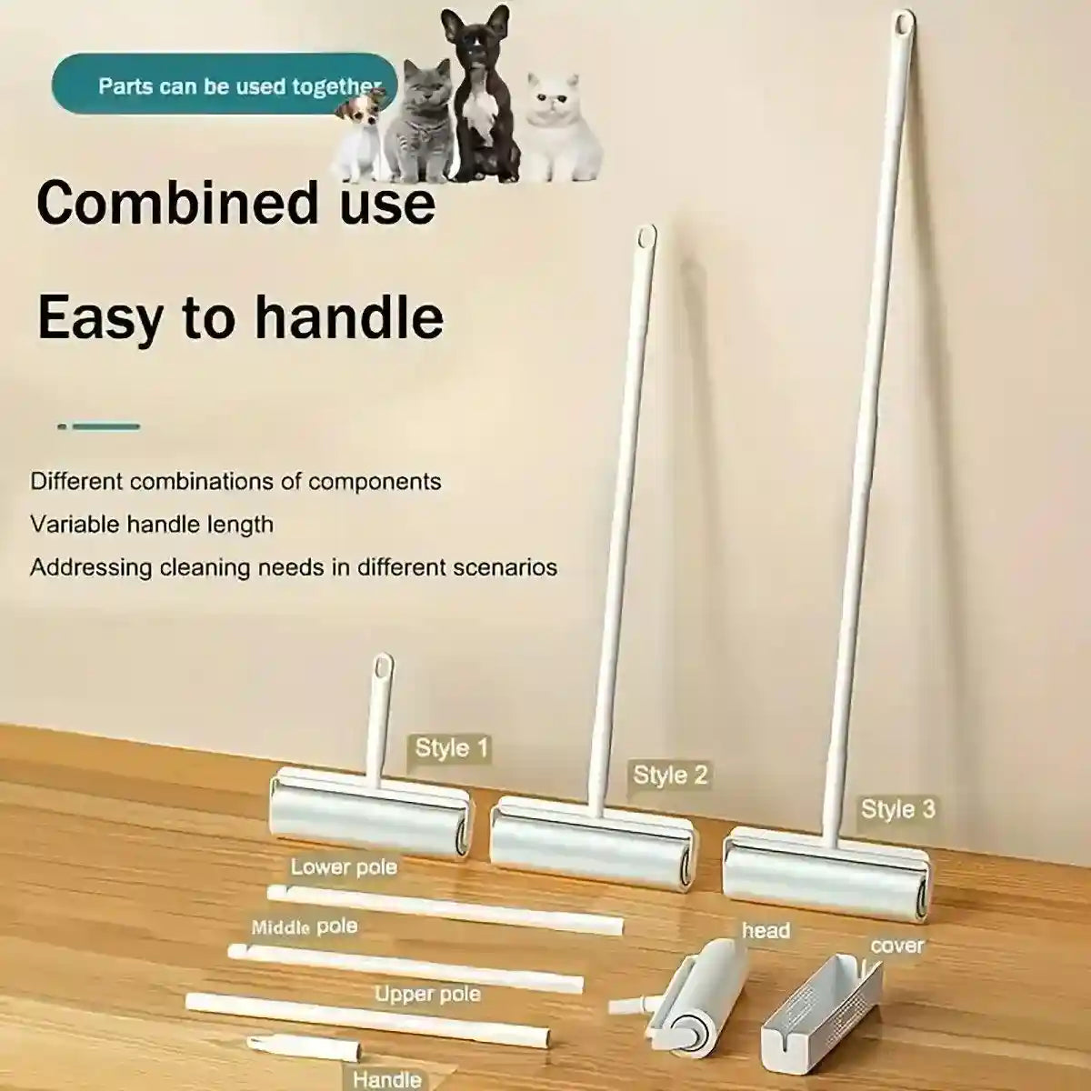 Pet Hair Roller with Retractable Handle for Efficient Pet Hair Removal