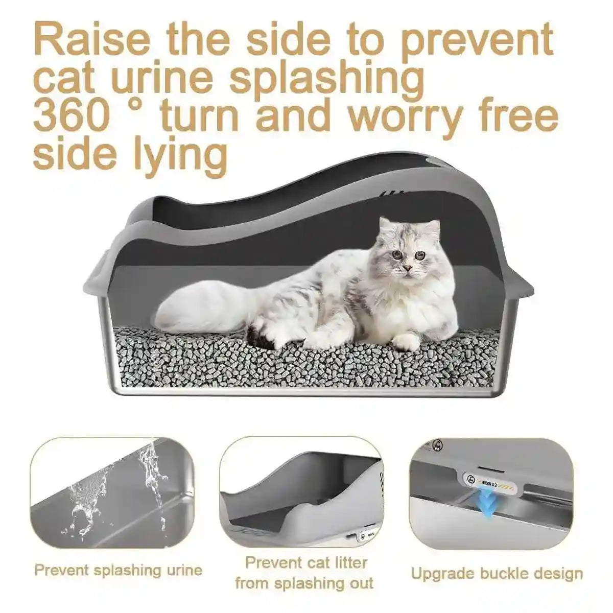 Stainless Steel Large Cat Litter Box Durable & Easy to Clean Design