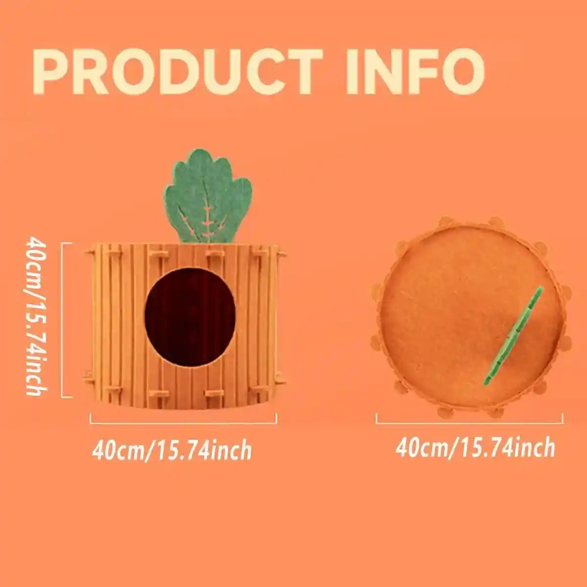 Carrot Cat Tunnel Bed Cozy Felt Pet Nest with Sturdy Design