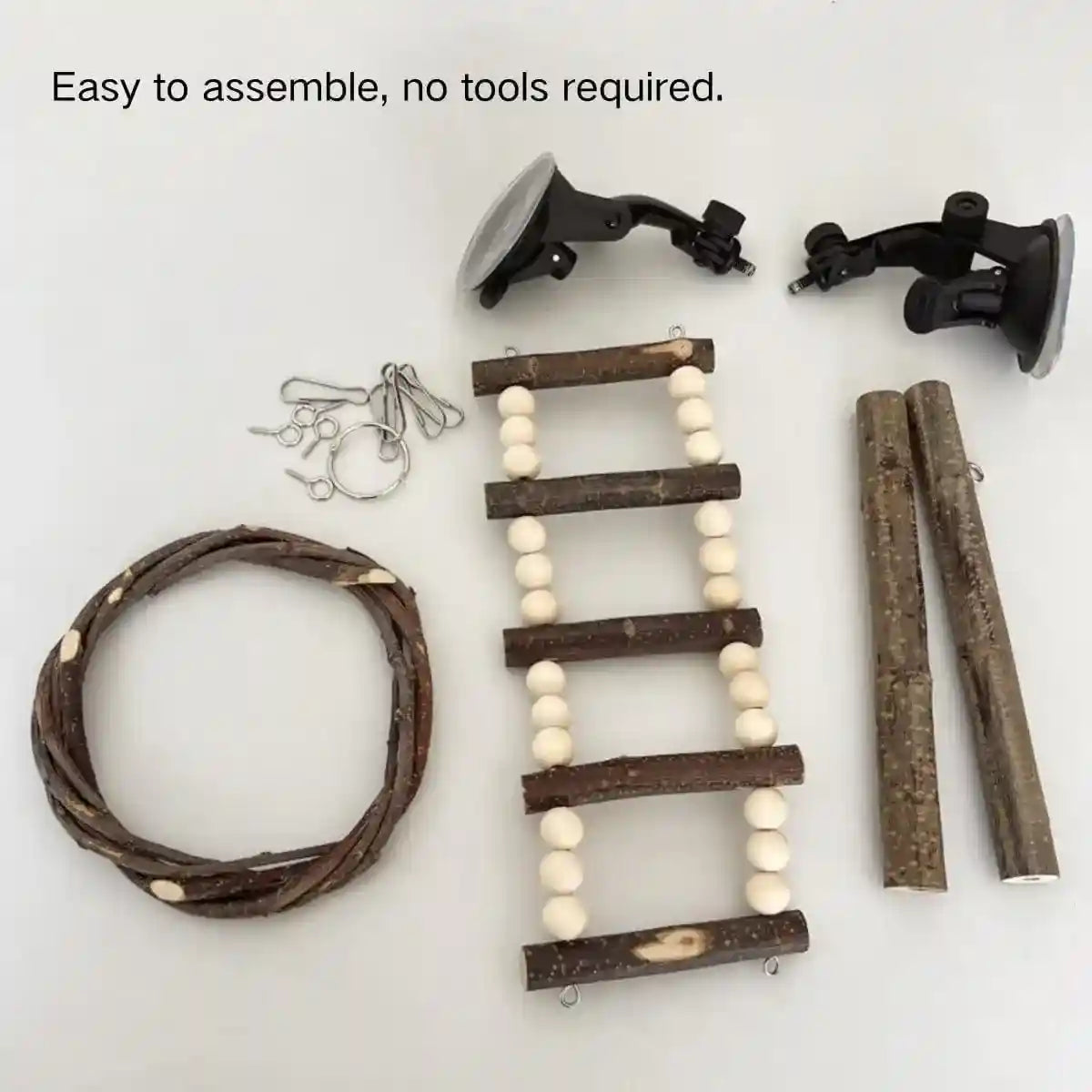 Adjustable Parrot Perch Set with Swing & Ladder Bird Cage Accessory