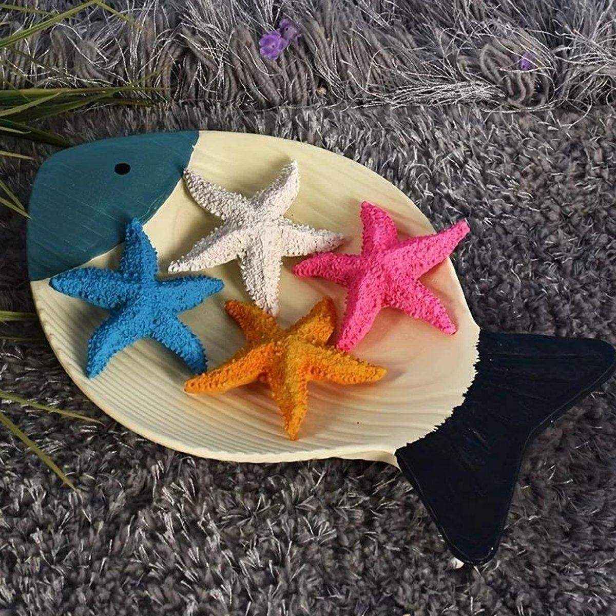 4 X Vibrant Aquarium Starfish Decorations Set