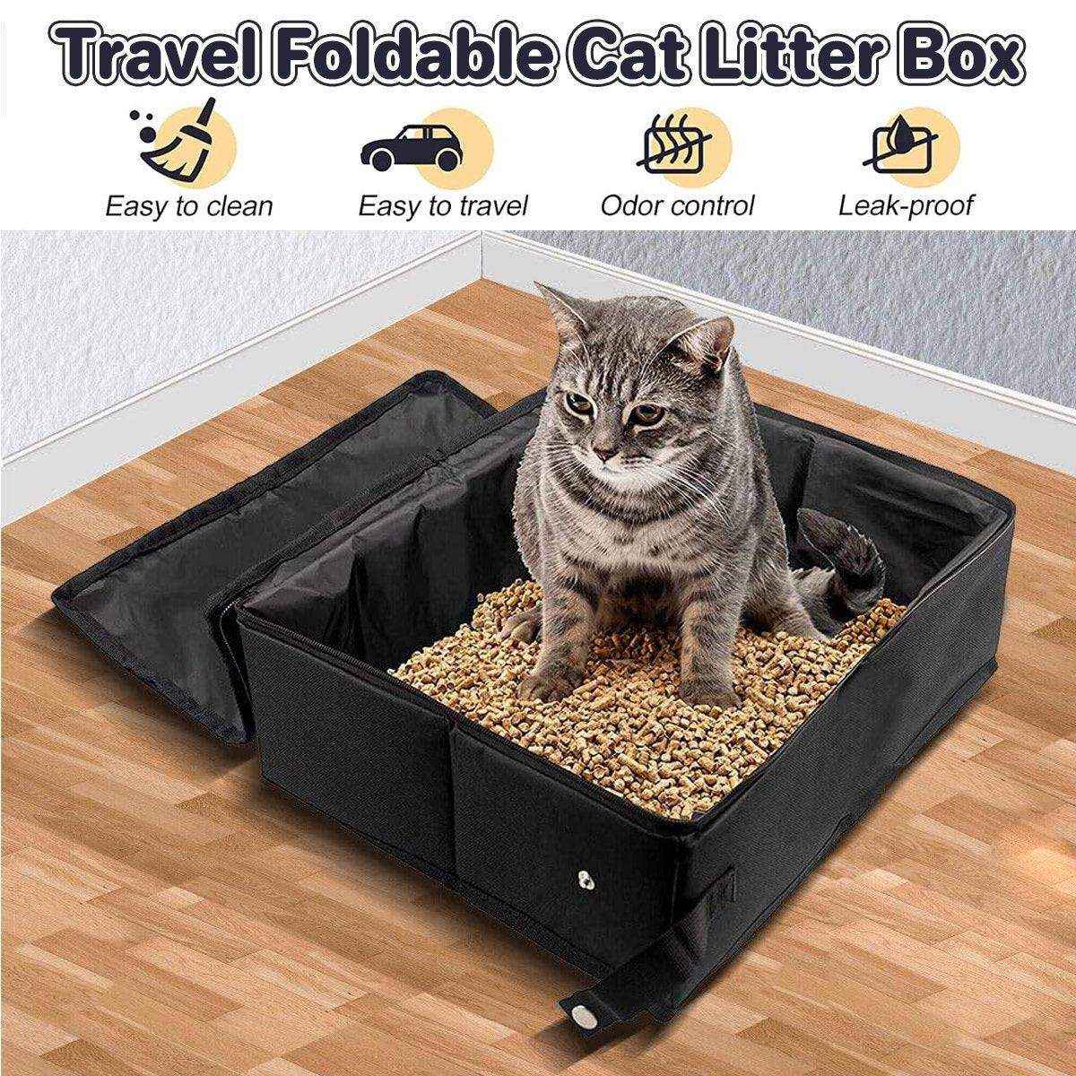 Travel Cat Litter Box With Lid and Handle Standard Portable Foldable Cat Litter Box Fabric Cat Litter Bag