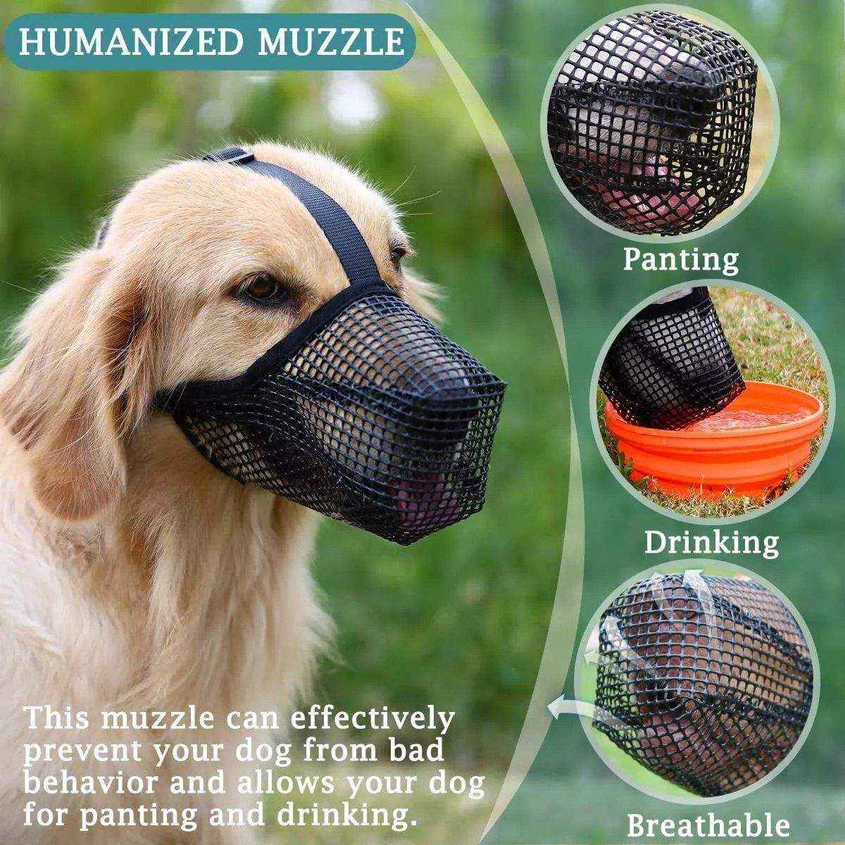 2PCS Adjustable Mesh Dog Muzzle Set Breathable Anti-Bite Muzzles