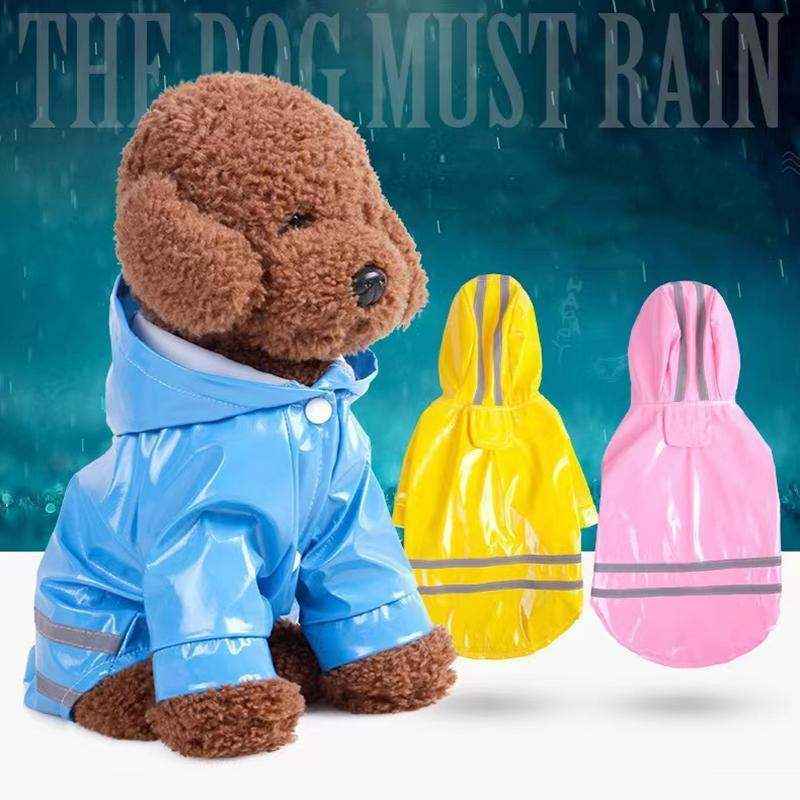 Stylish Outdoor Waterproof Dog Rain Jacket with Reflective Stripes