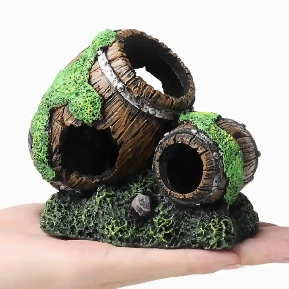 Resin Wine Barrel Aquarium Decoration