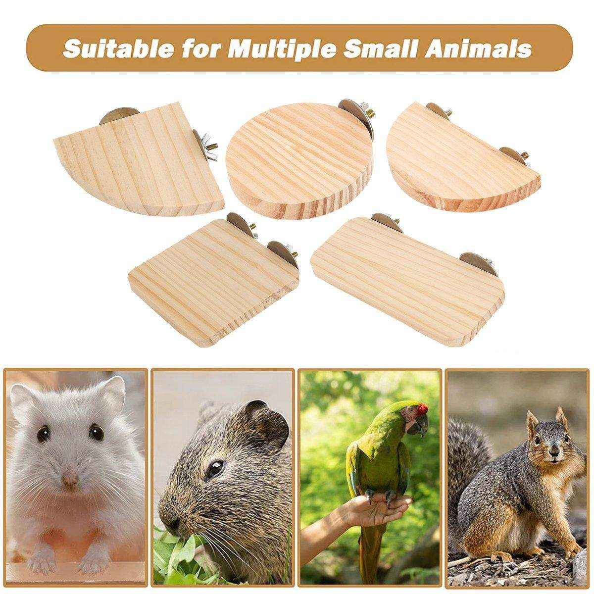 Natural Wooden Pet Platform Set – 5 Styles for Hamster Cage Customization