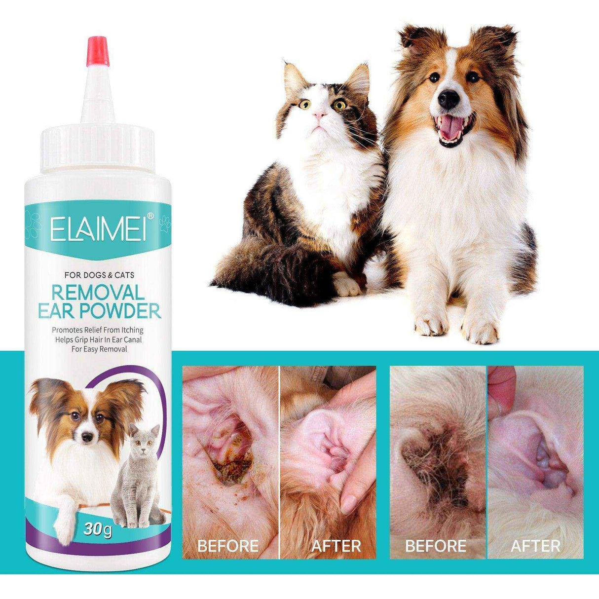 Pet Ear Cleaner Powder for Dogs and Cats