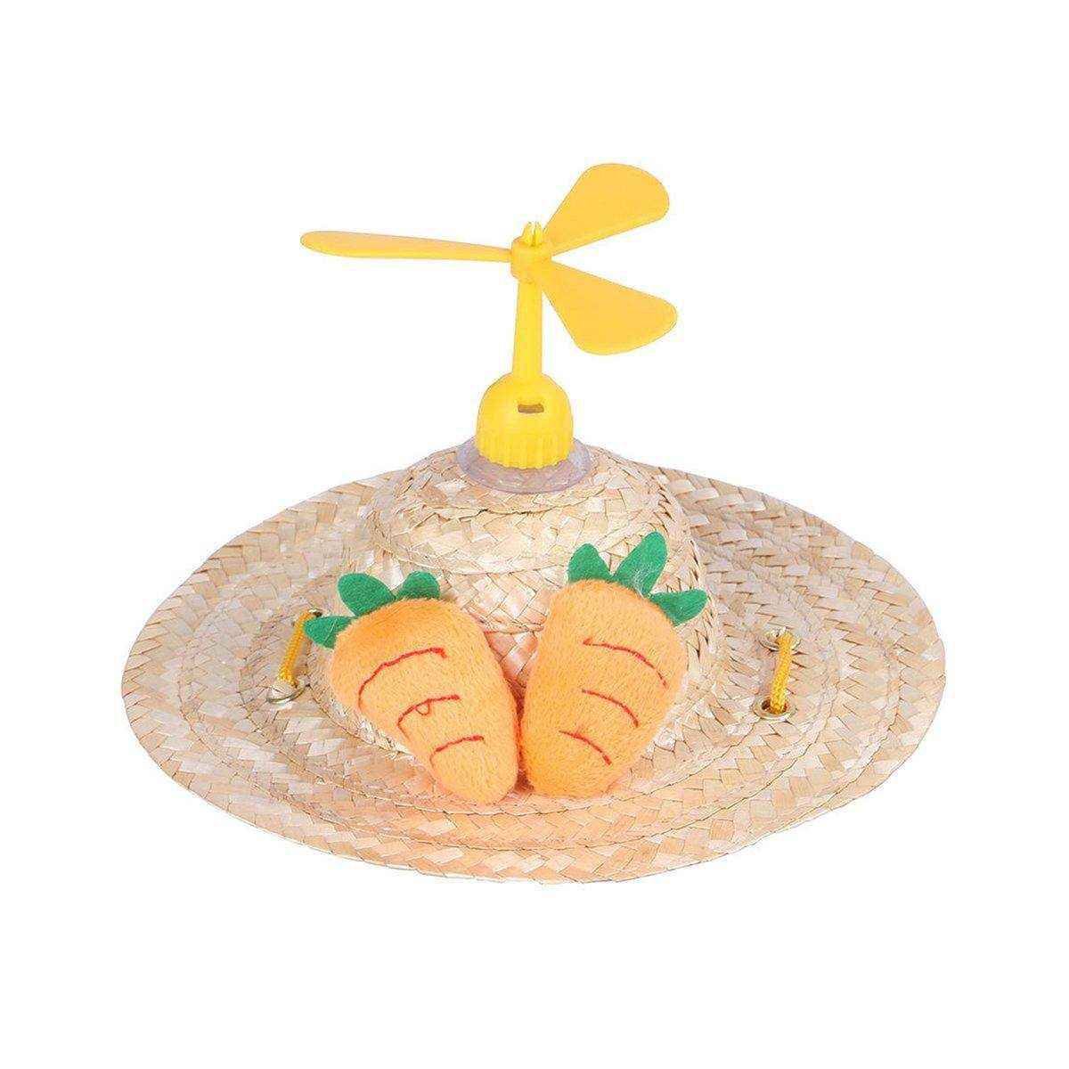 Pet Straw Hat Bamboo Dragonfly Cat And Dog Headwear Puppy Sun Hat Decoration