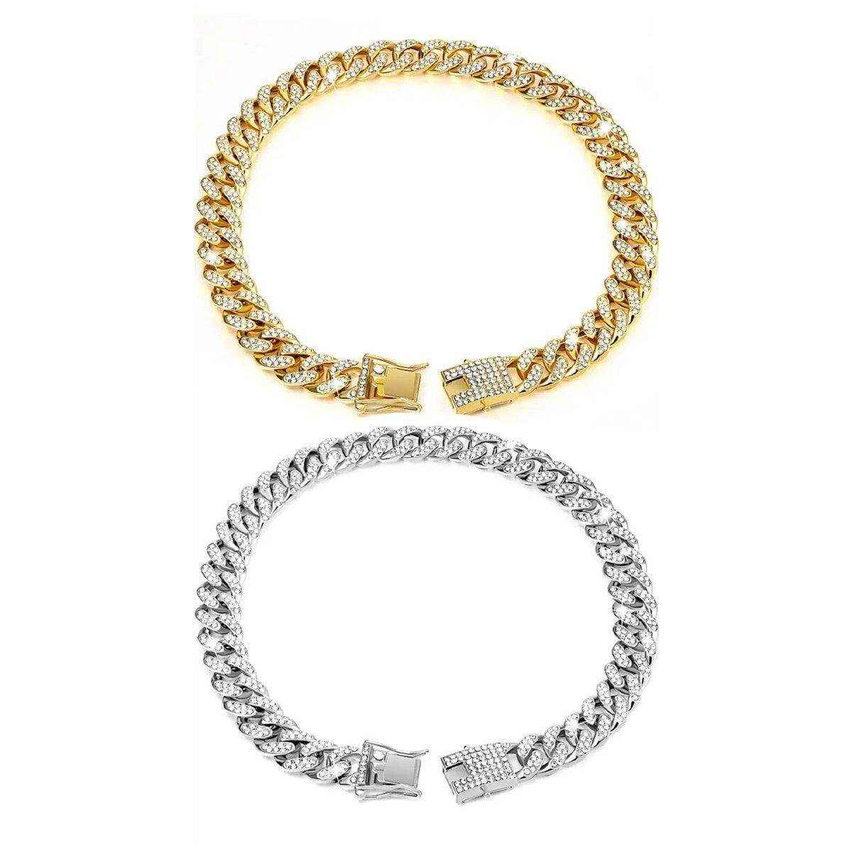 Adjustable Rhinestone Pet Collar for Dogs & Cats 40-60cm