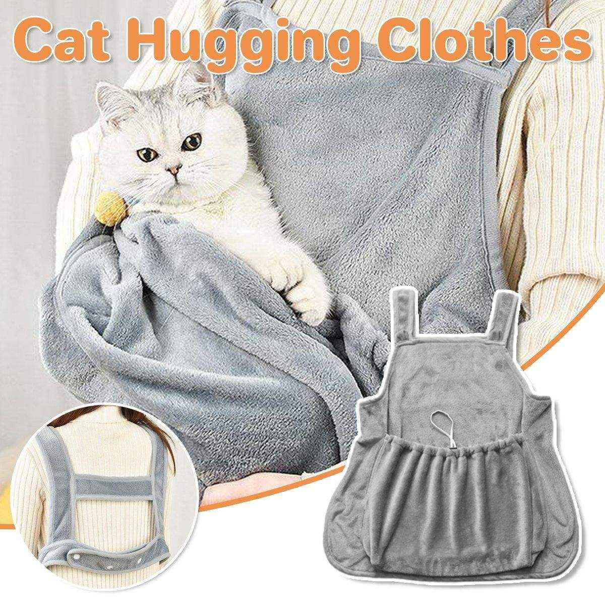 Non-stick Hair Cat Apron Suit Kangaroo Style No Hole Pet Bib for Grooming Safety