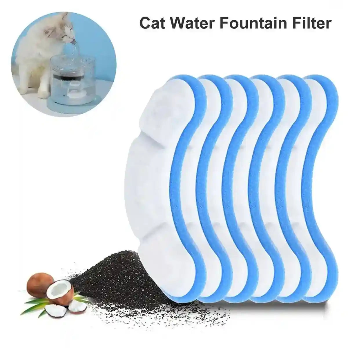 6-Pack Pet Water Dispenser Filter Replacement Advanced Multi-Layer Filtration