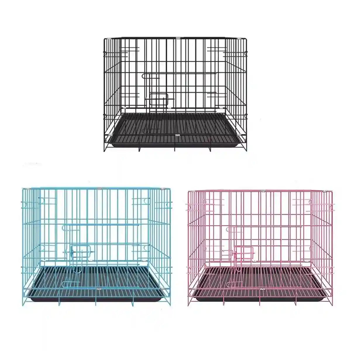 Foldable Iron Dog Cage Durable & Spacious Crate with Pull-Out Tray