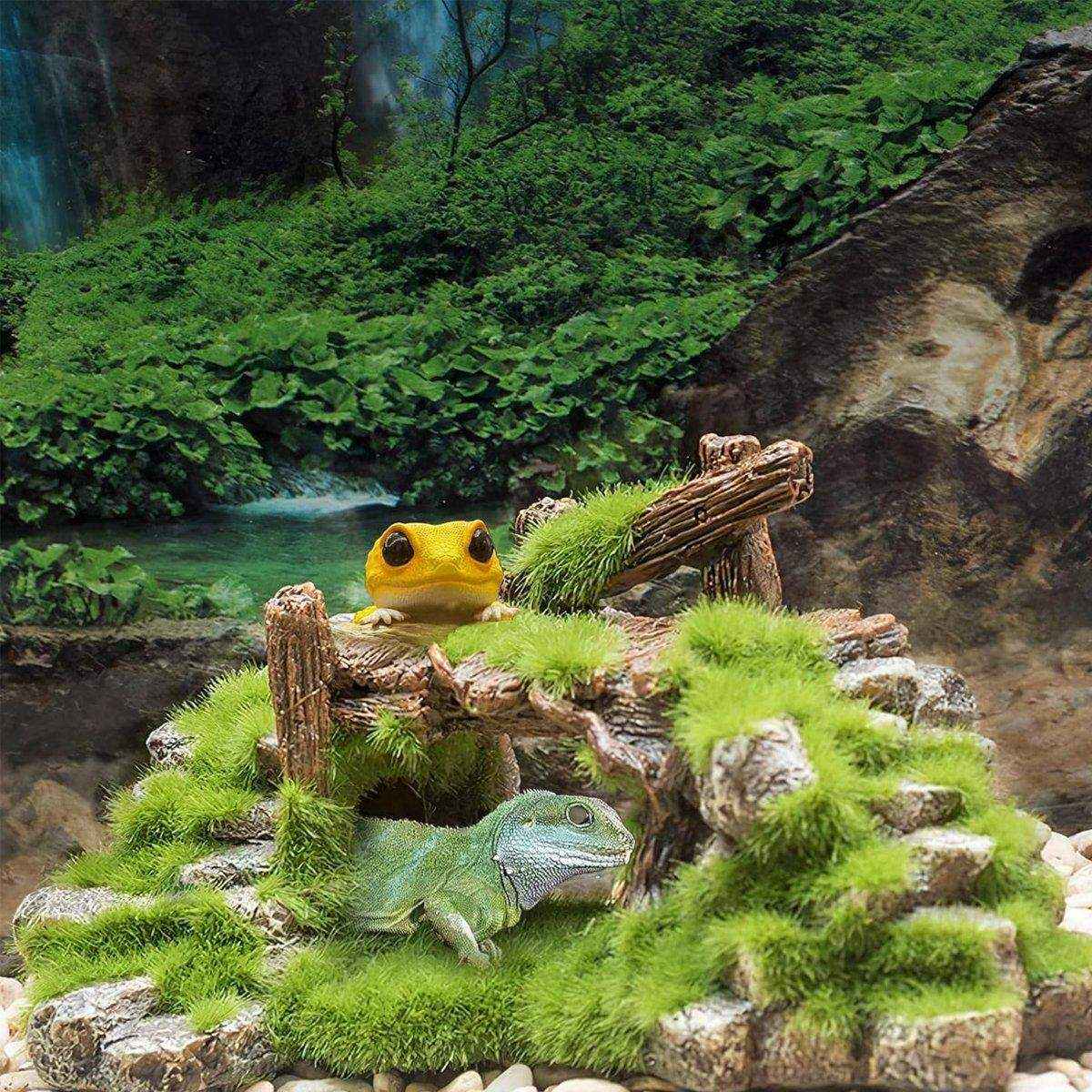 Resin Moss Bridge Decoration Natural Aquarium Ornament for Fish & Turtle Tanks
