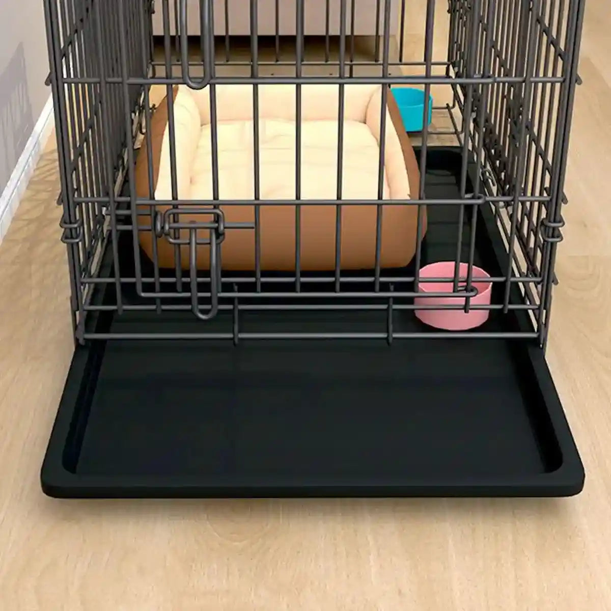 Foldable Iron Dog Cage Durable & Spacious Crate with Pull-Out Tray